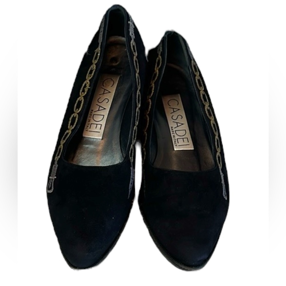 Casadei Made In Italy Women’s Black Suede Flats Shoes Size 7 US